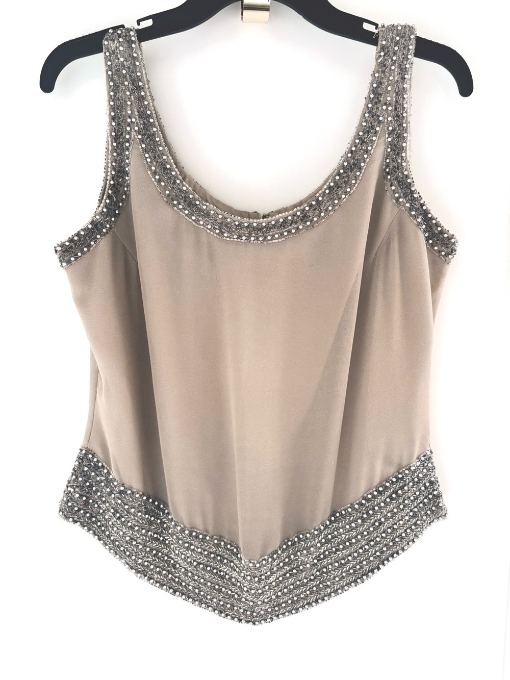 JKARA New York beaded taupe sleeveless top